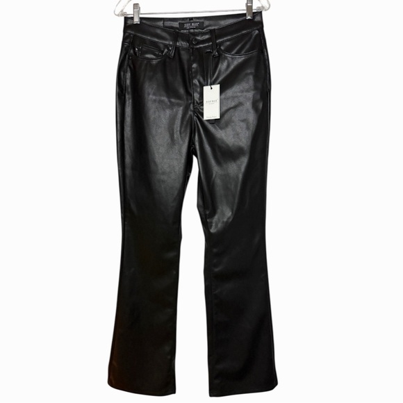JUDY BLUE Black Vegan Leather Tummy Control Bootcut Pants Size 5/27 - Picture 3 of 8